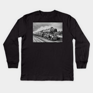 The Flying Scotsman - Black and White Kids Long Sleeve T-Shirt